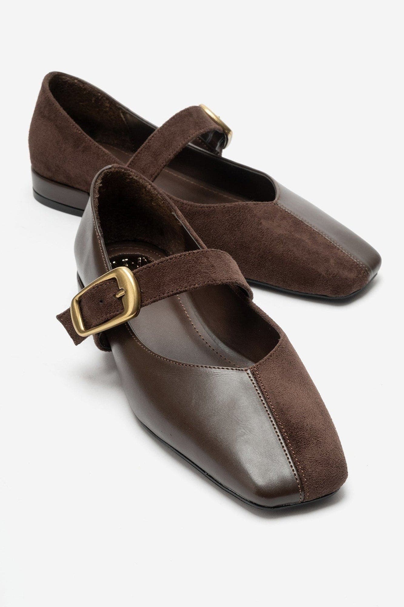 Curzon Belted Ballerina Flat, Alternate, color, Brown Suede