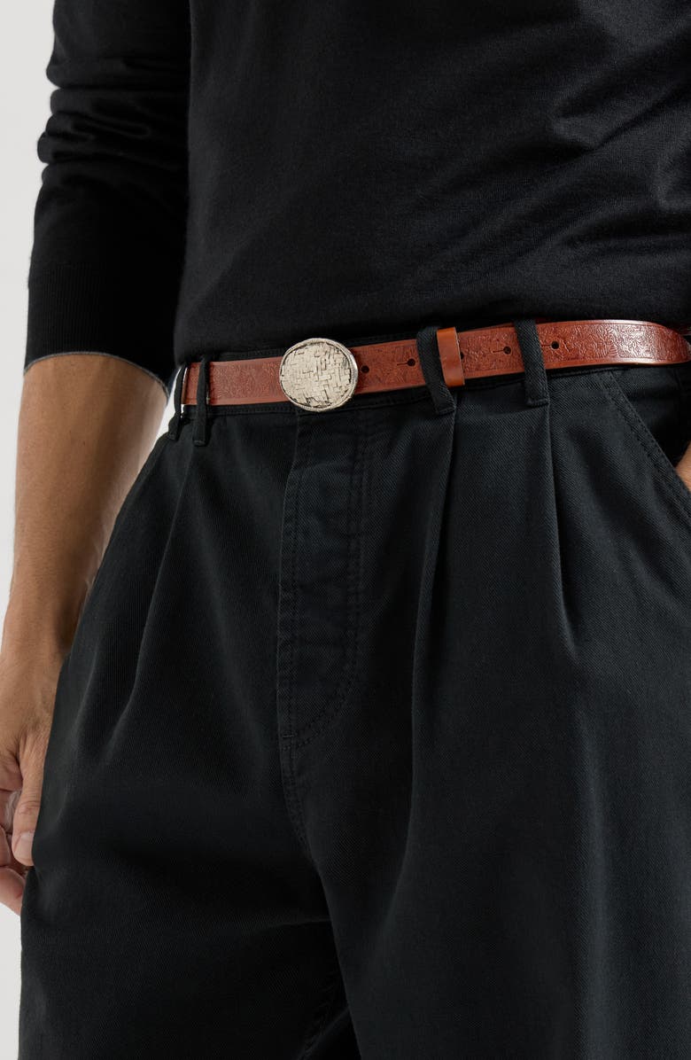 Brunello Cucinelli Calfskin belt, Alternate, color, Mahogany