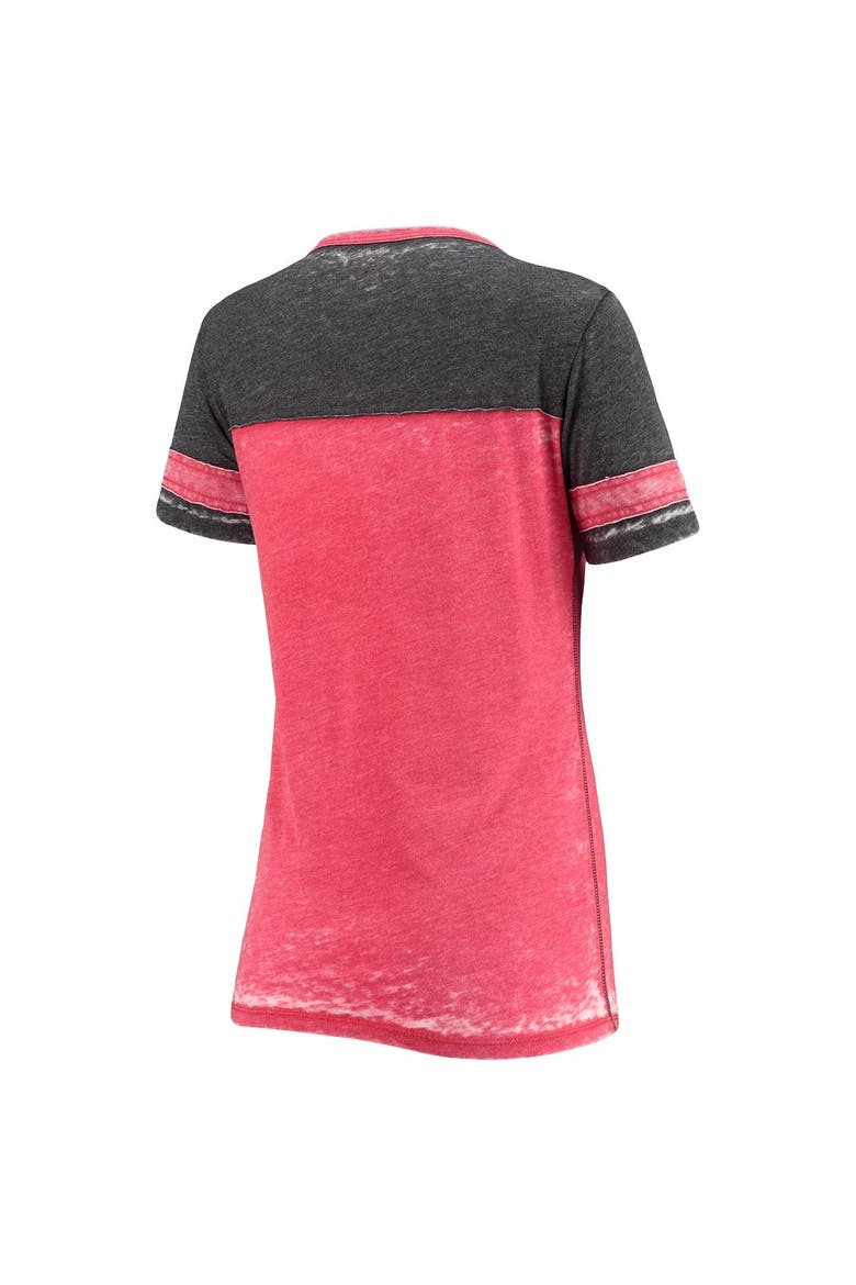 Women's 5th & Ocean by New Era Red Atlanta Falcons Burnout Wash Stripe V-Neck T-Shirt, Alternate, color, Red
