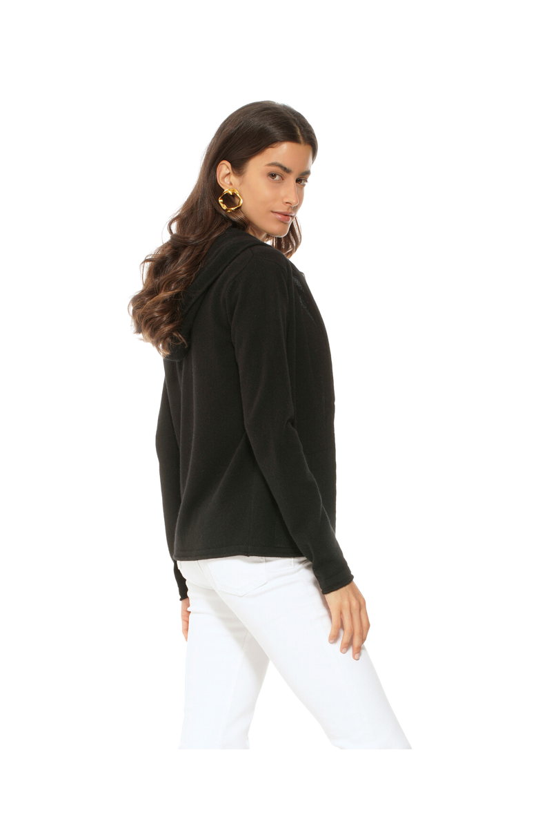 Monticelli Cashmere Pure Cashmere Double Zip Hoodie Sweater, Alternate, color, Black