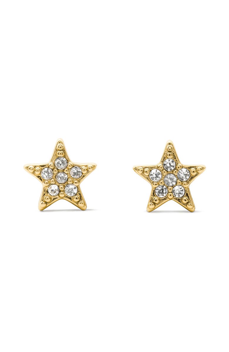 Kate Spade New York pavé mini star stud earrings, Main, color, Clear/ Gold
