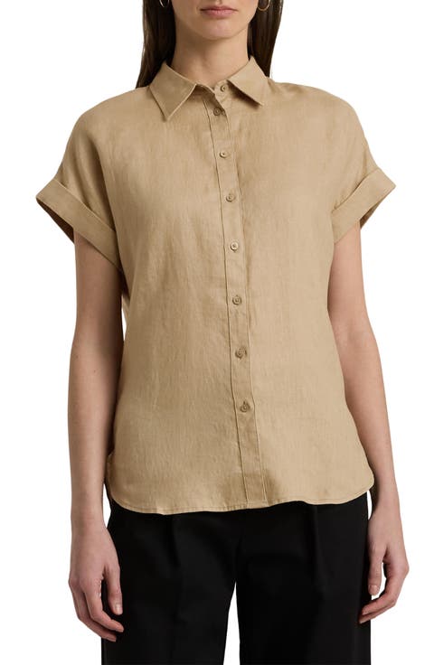 Short Sleeve Linen Button-Up Shirt