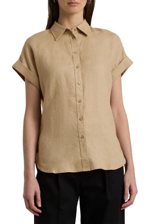 RALPH LAUREN LAUREN RALPH LAUREN SHORT SLEEVE LINEN BUTTON-UP SHIRT