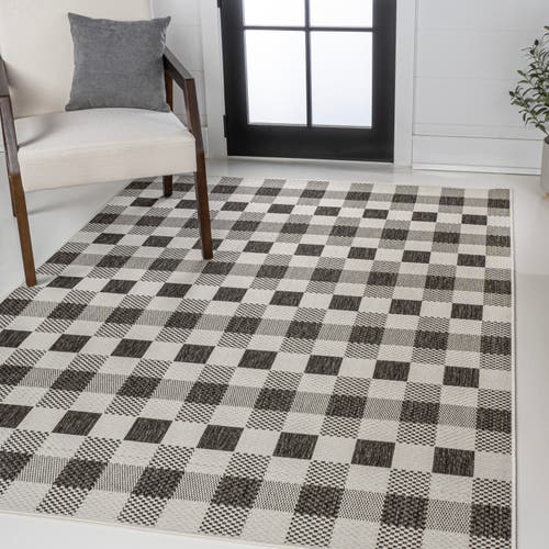 Jonathan Y Darcy Traditional Geometric Bold Gingham Indoor/outdoor Area Rug In Black/cream