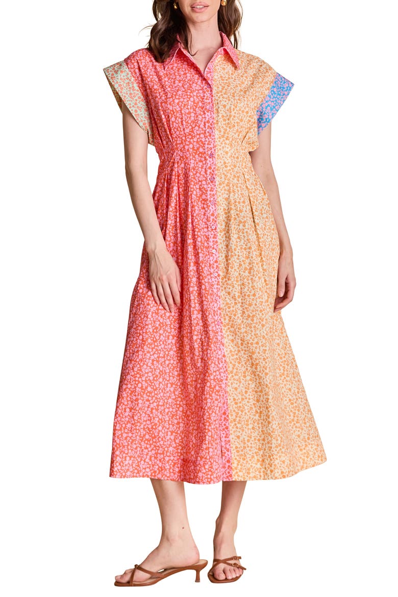 Colorblock Shirtdress, Main, color, ORANGE MULTI