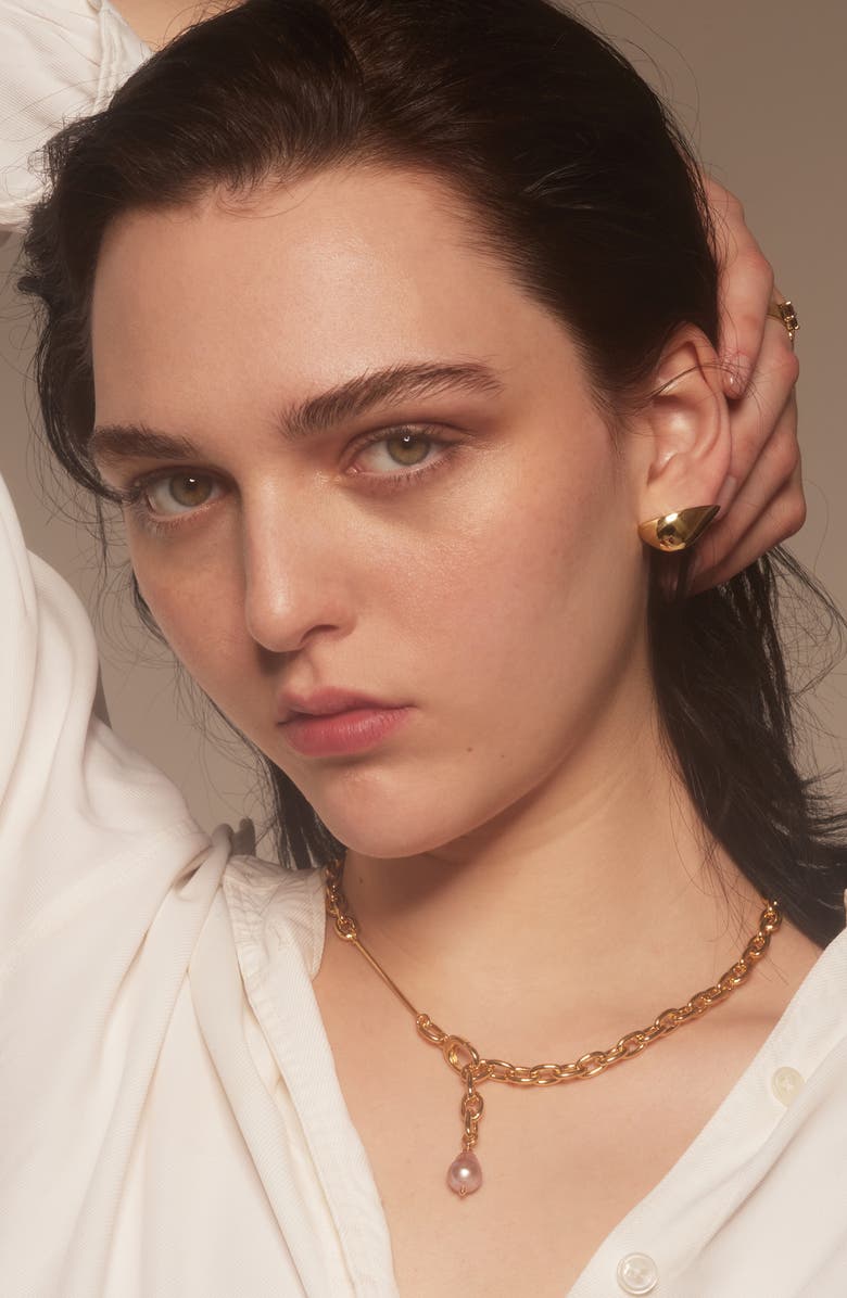 Lady Grey Margot Cultured Pearl Lariat Necklace, Alternate, color, Gold/ Pearl