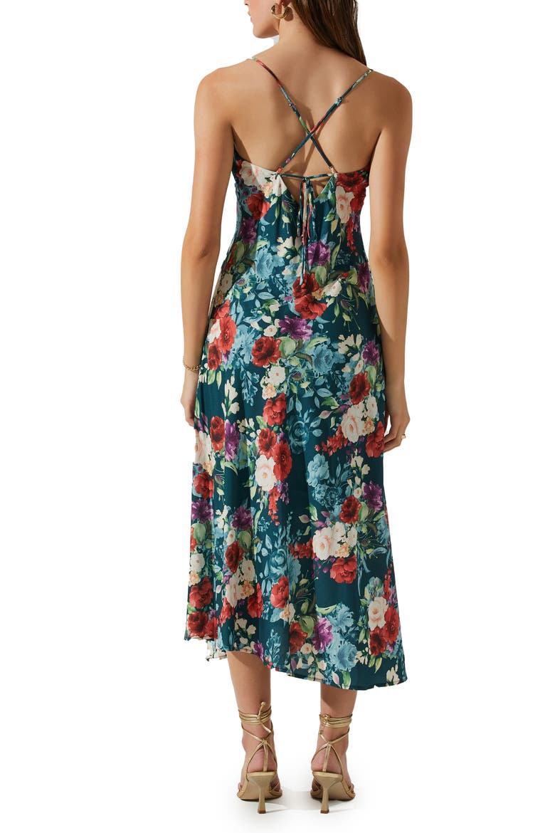 Gaia Floral Print Sleeveless Midi Dress, Alternate, color, GREEN RED FLORAL