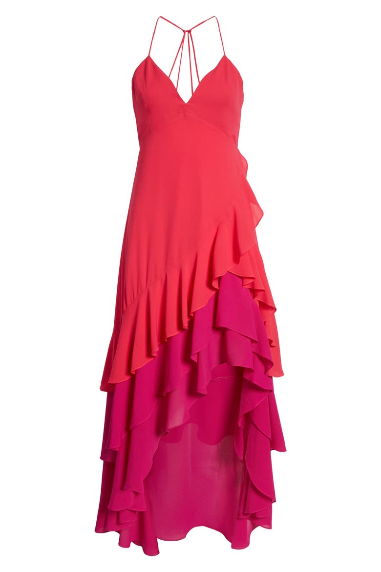 Two-Tone High/Low Maxi Dress, Alternate, color, BARBERRY