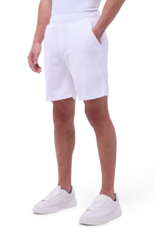 Bugatchi Cotton Blend French Terry Drawstring Shorts In White