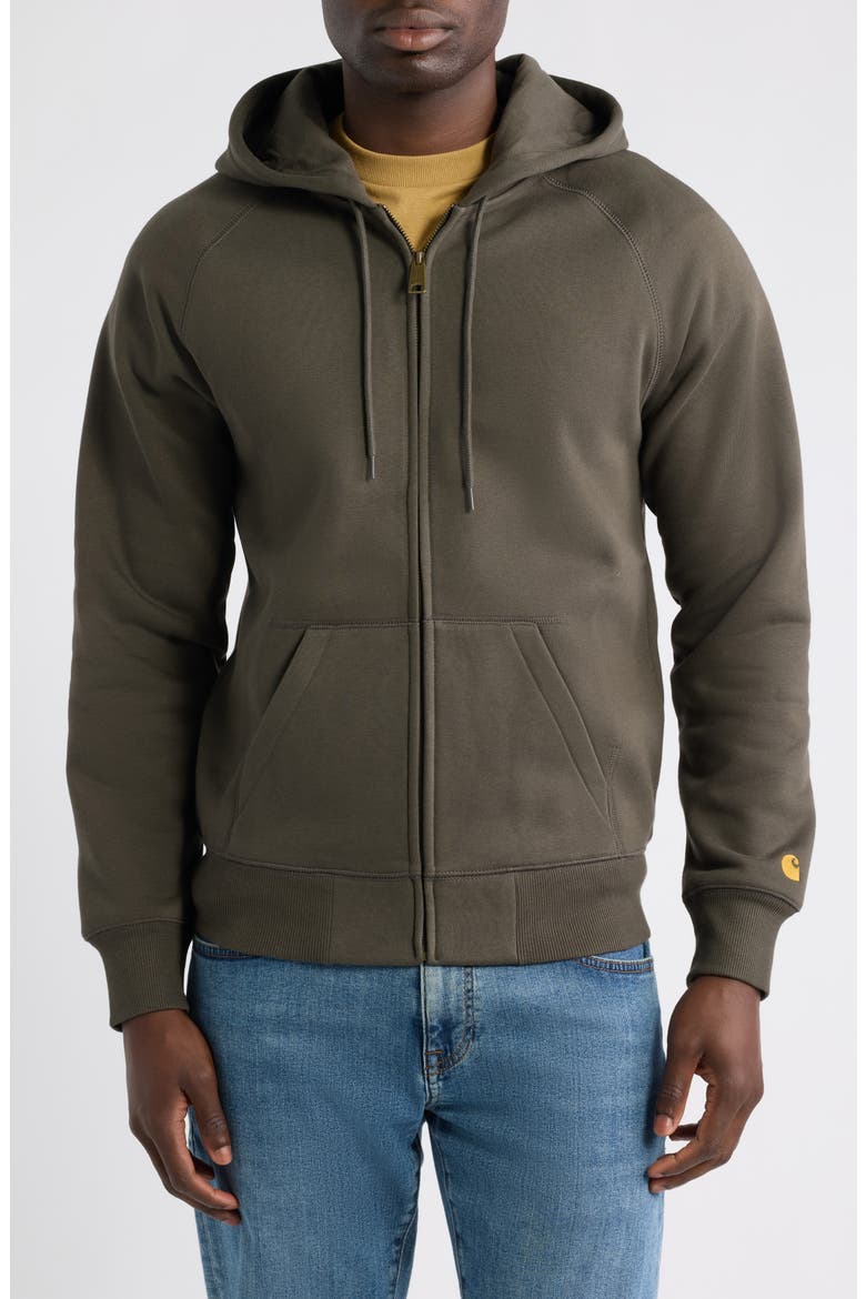Chase Cotton Blend Zip-Up Hoodie, Alternate, color, SHUNGITE / GOLD