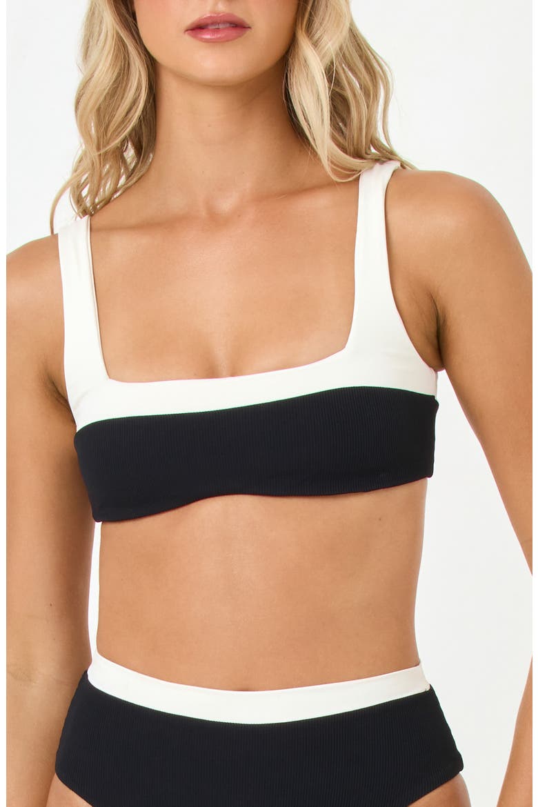 Zuri Rib & Jersey Bikini Top, Main, color, BLACK/ CREAM