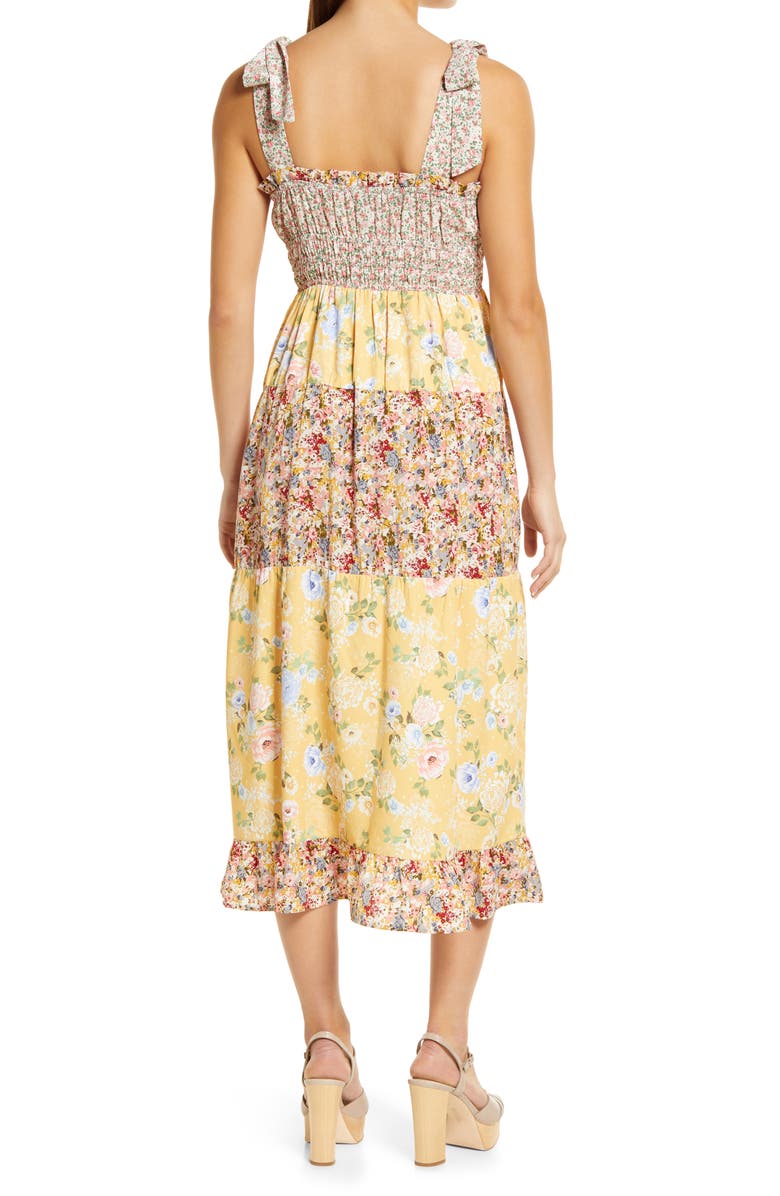 Adeline Striped Floral Midi Dress