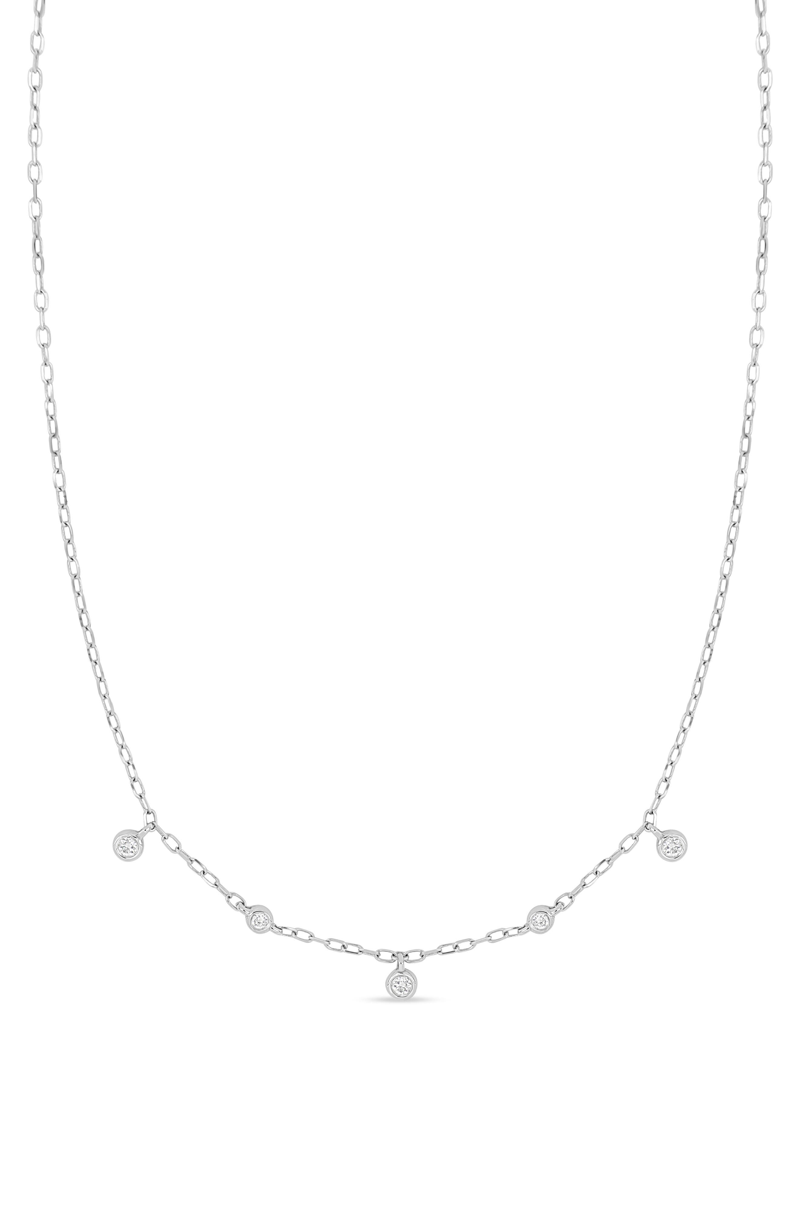 Bony Levy Monaco 18K White Gold Diamond Station Frontal Necklace