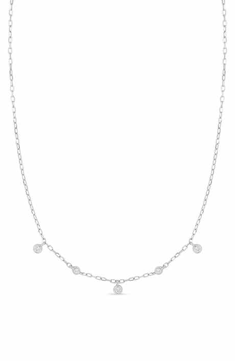 Bony Levy Monaco 18K White Gold Diamond Station Frontal Necklace