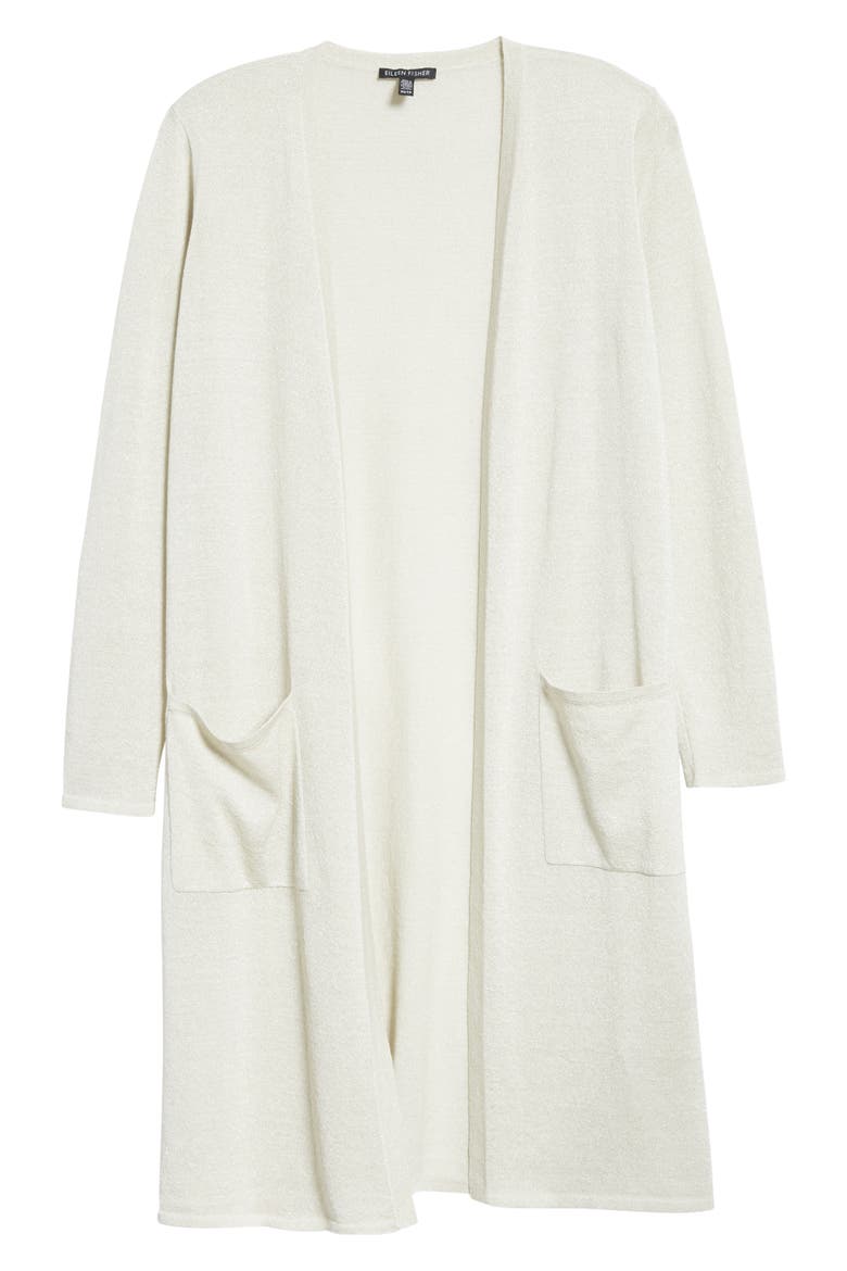 Metallic Flecked Long Cardigan, Alternate, color, BONE