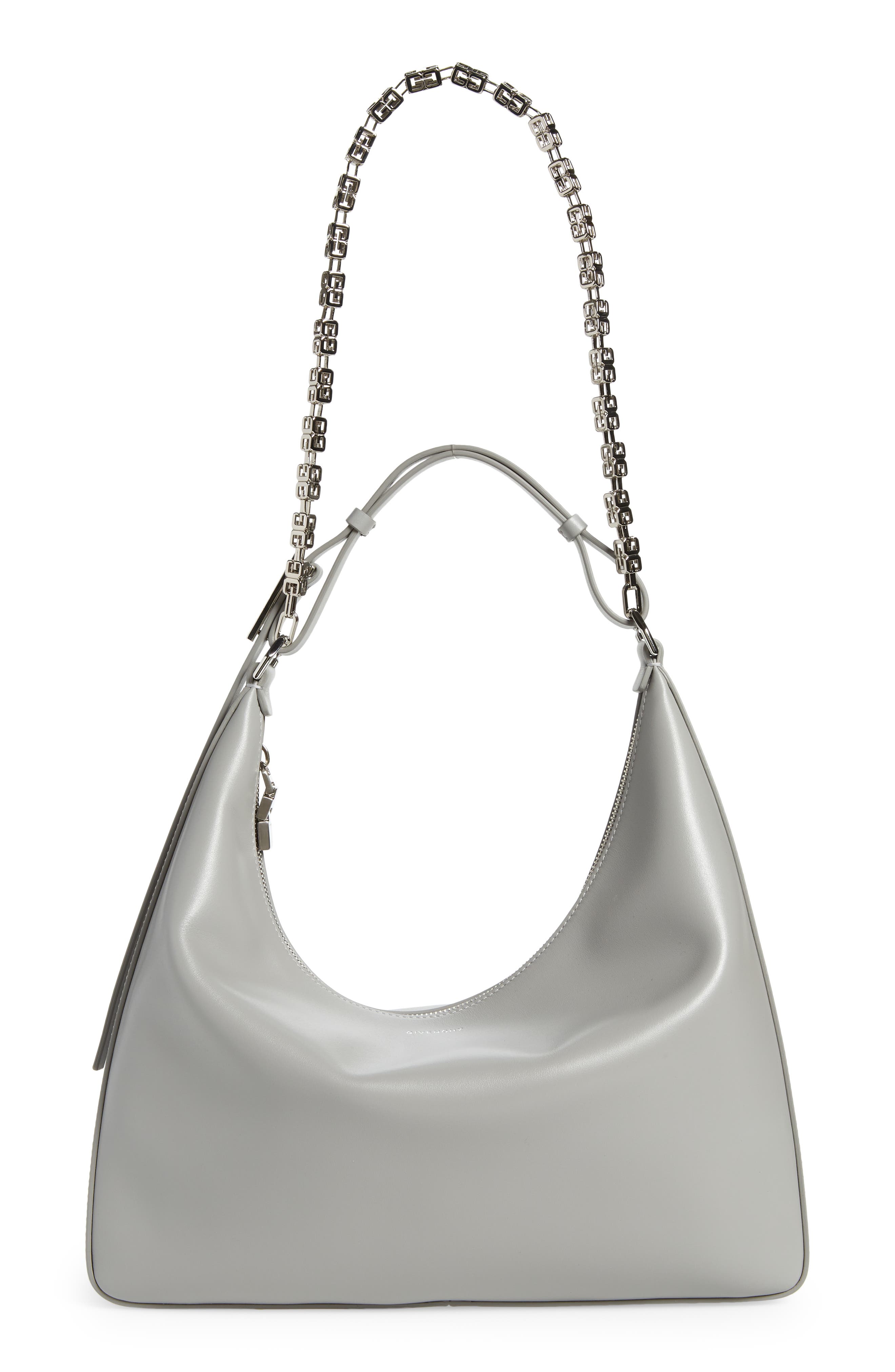 Small Moon Cut Out Leather Hobo Bag, Main, color, 057-CLOUD GREY