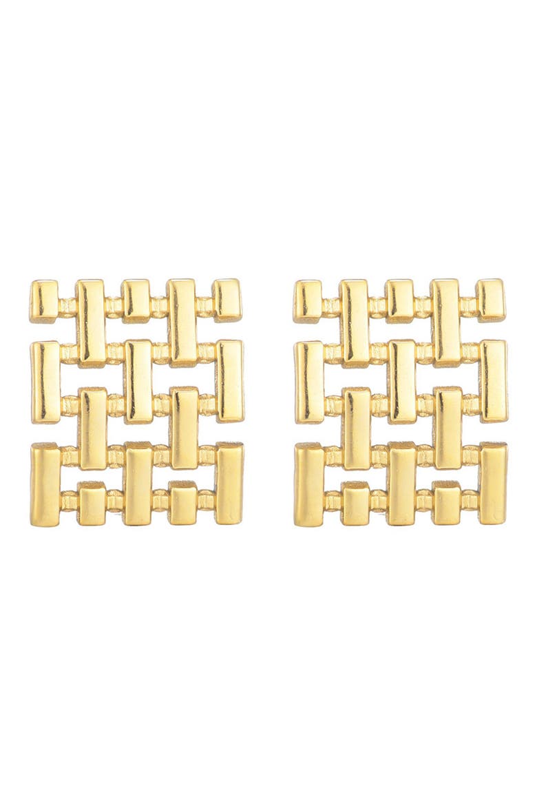 Tarnish Resistant Weave Stud Earrings, Alternate, color, GOLD