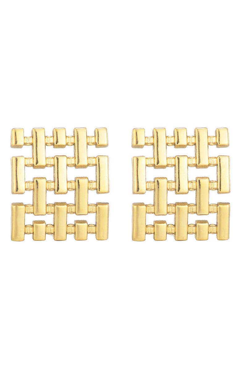 Adornia Tarnish Resistant Weave Stud Earrings, Alternate, color, Gold