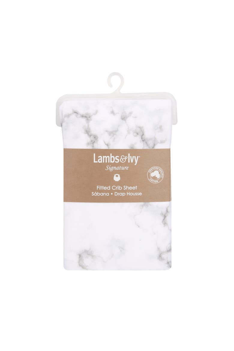 Signature Marble Organic Cotton Fitted Crib Sheet, Alternate, color, Gray