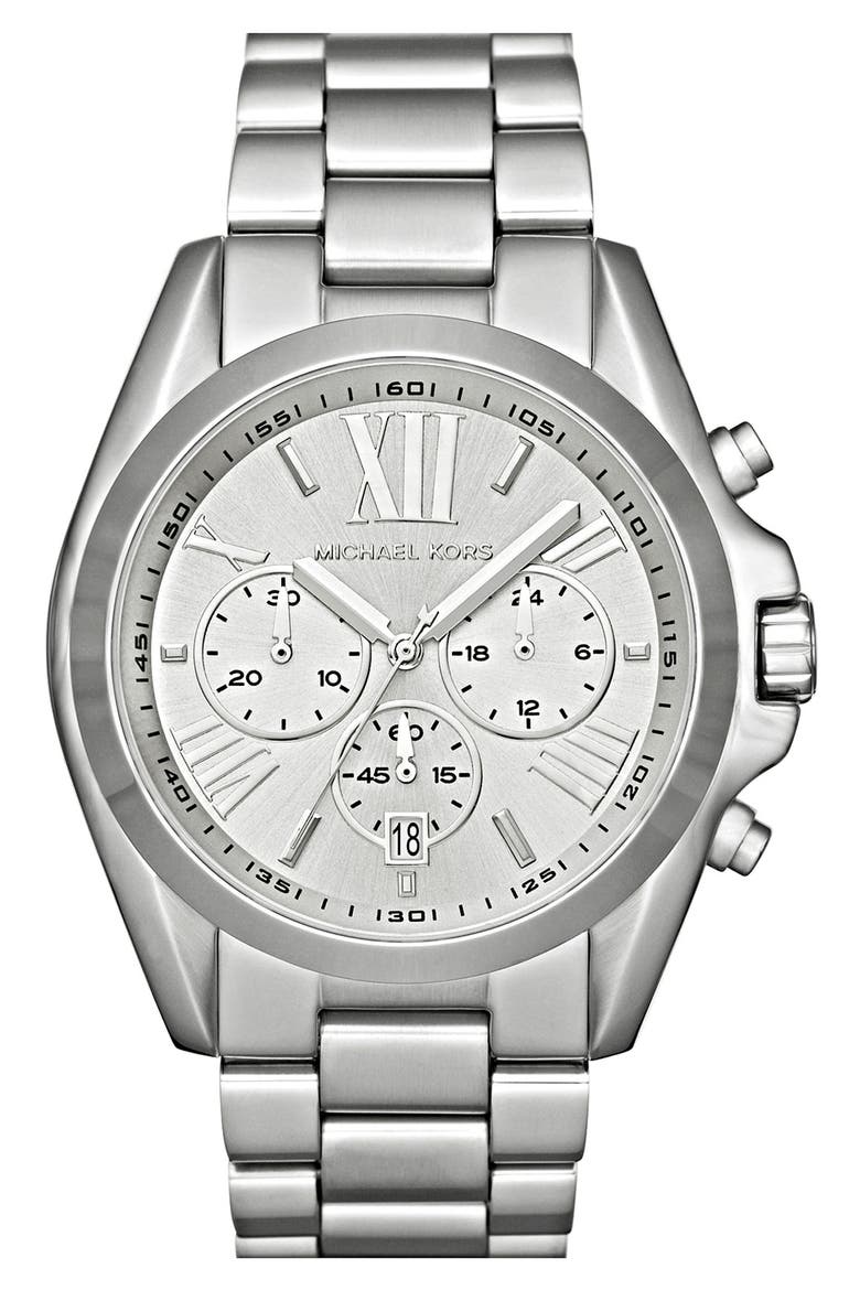 'Bradshaw' Chronograph Bracelet Watch, 43mm, Main, color, SILVER
