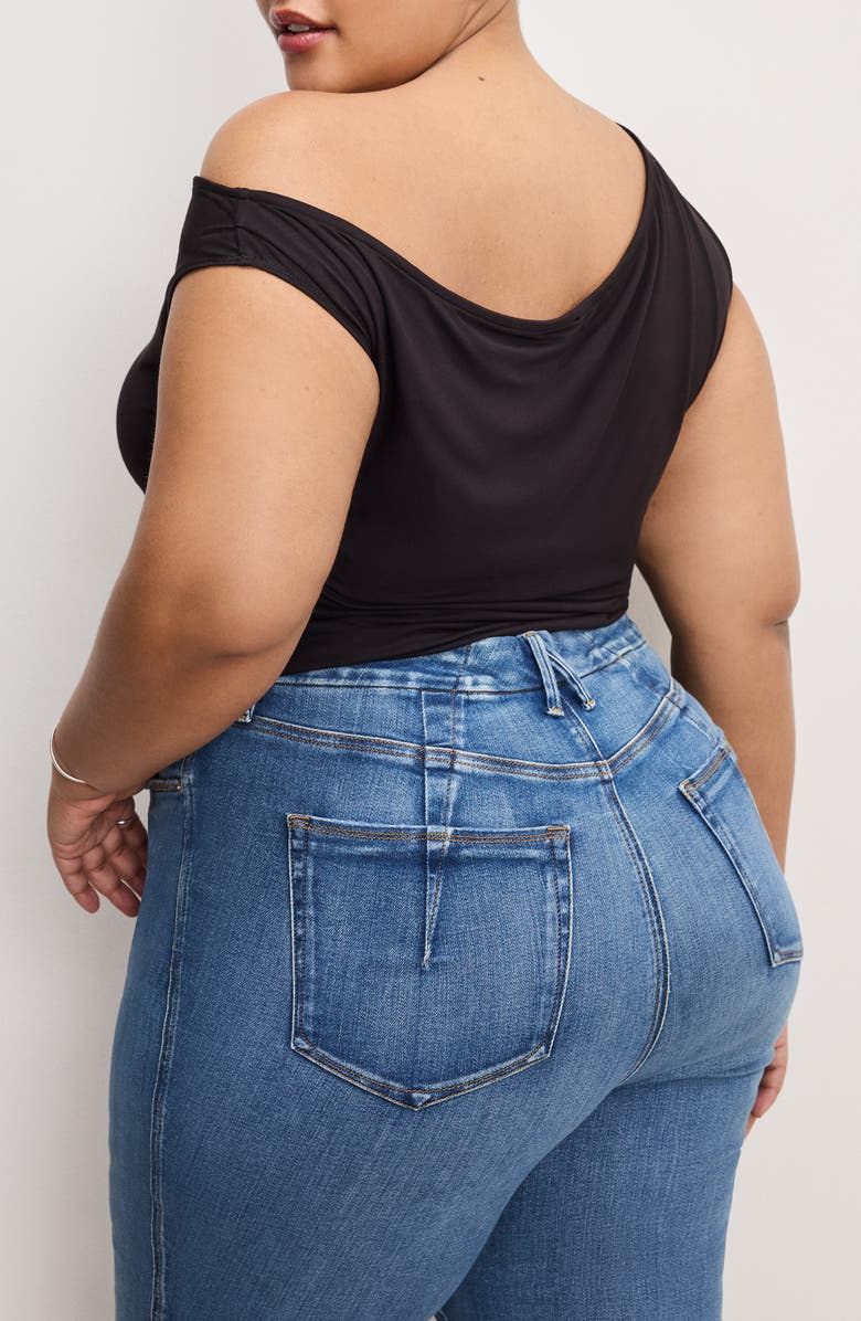 Good American Asymmetric Off the Shoulder Jersey Top, Alternate, color, 