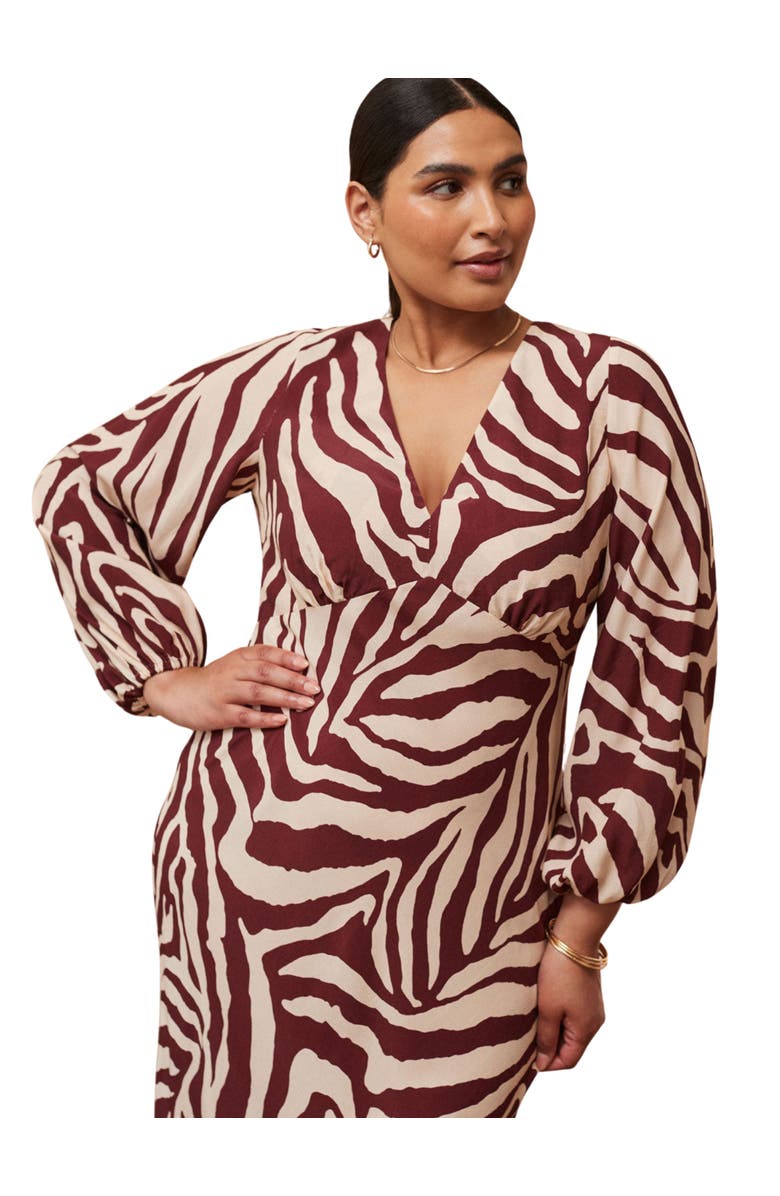 Live Unlimited Animal Stripe Long Sleeve Dress, Alternate, color, Cream