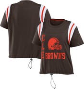 WEAR by Erin Andrews Women's WEAR by Erin Andrews Brown Cleveland Browns Cinched Colorblock T-Shirt