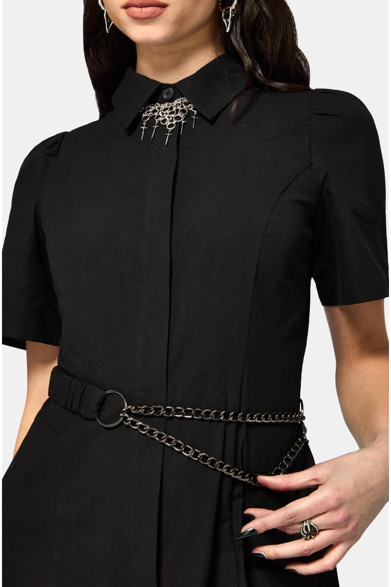 Phonoi Chain Belted Button Midaxi Dress, Alternate, color, Black
