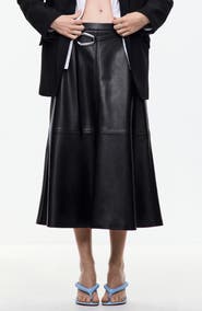 MANGO Paris Leather Midi Skirt