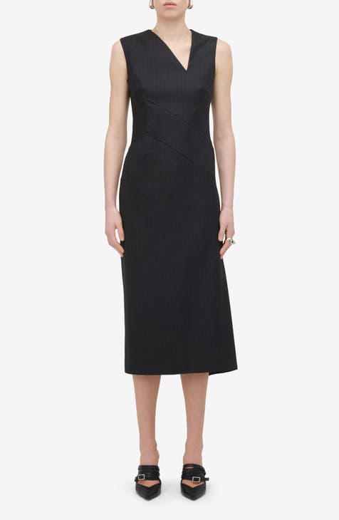 STRAIGHT CUT FITTED DRESS WITH ASYMMETRIC TRAIL main image 1