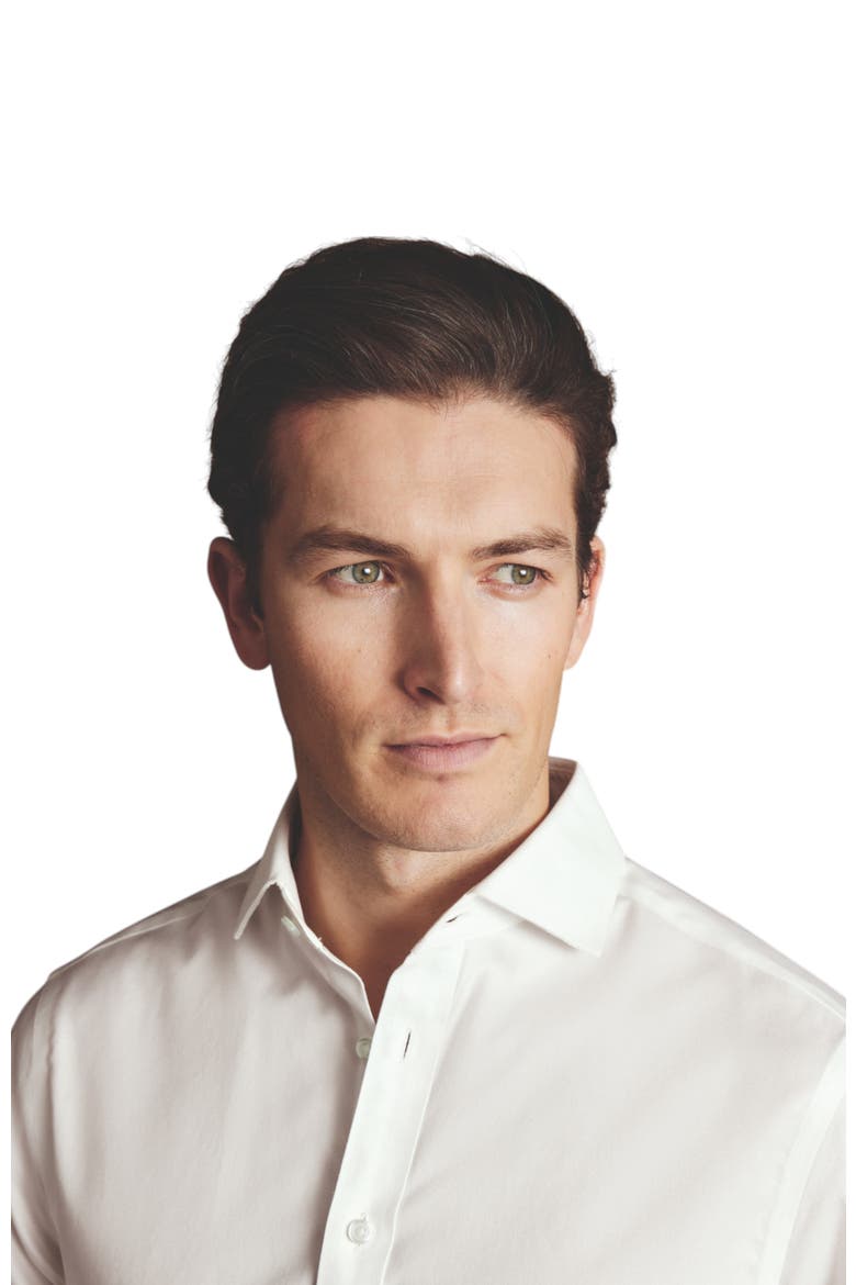 Cutaway Collar Non-Iron Twill Shirt, Alternate, color, Ivory