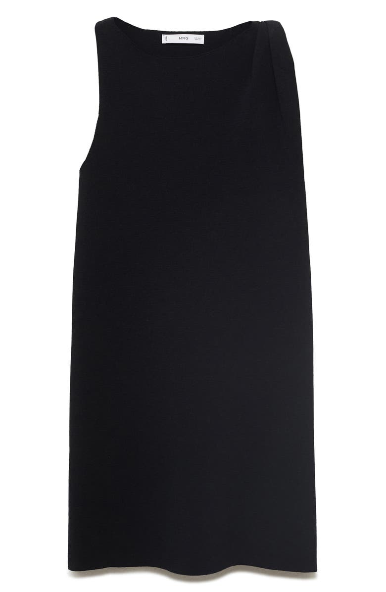 MANGO Asymmetric Sleeveless Knit Dress, Alternate, color, Black