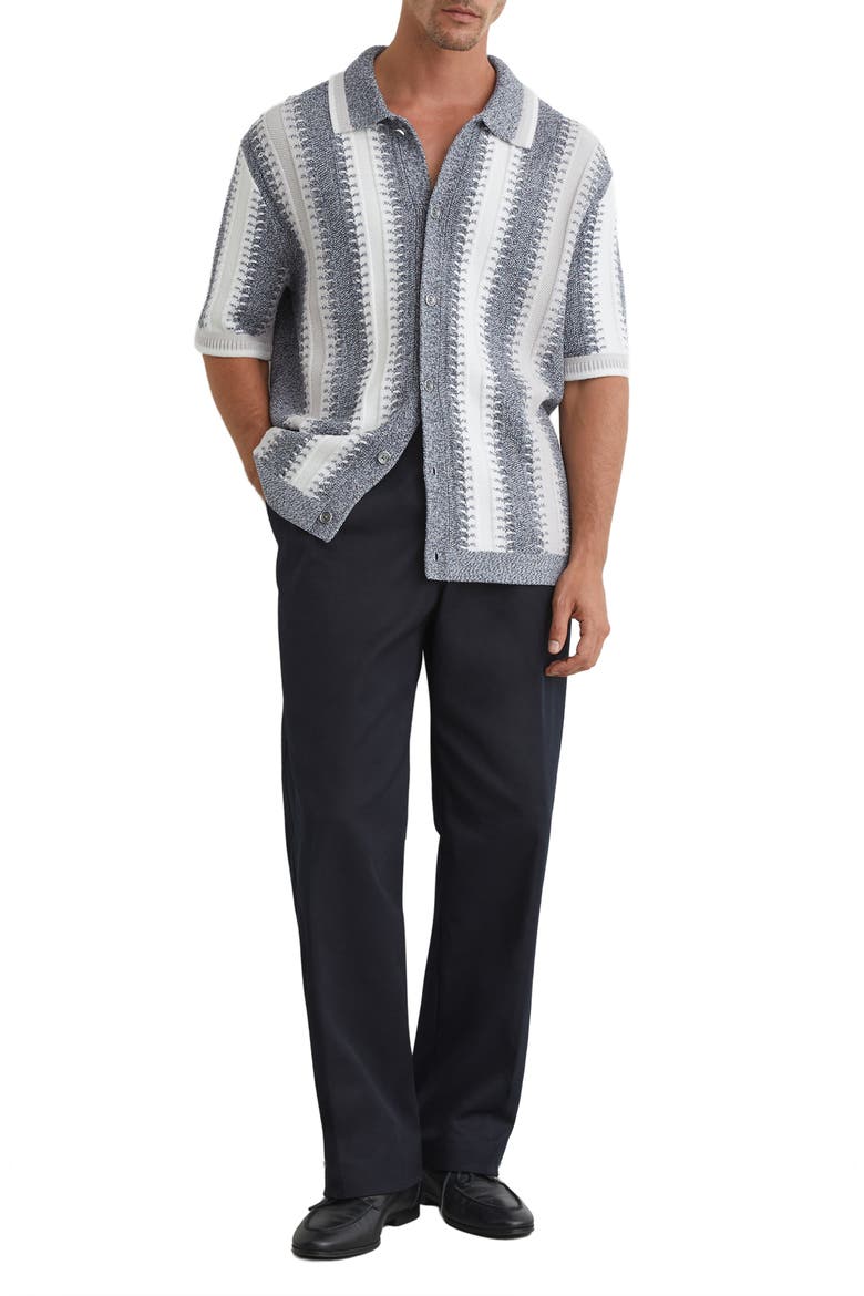 Dale Stripe Button-Front Sweater, Alternate, color, SOFT BLUE/ WHITE