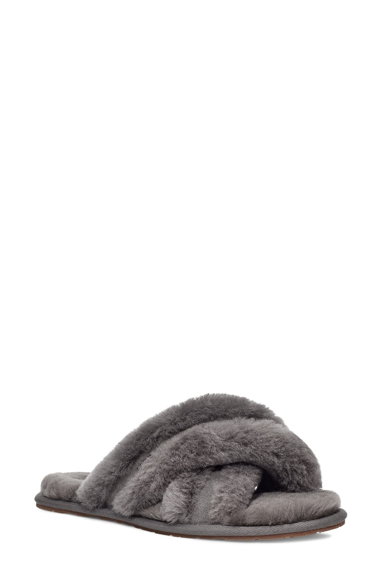UGG<sup>®</sup> Scuffita Genuine Shearling Slide Slipper, Main, color, Charcoal
