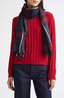 Orton Plaid Cashmere Fringe Scarf