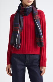 Johnstons of Elgin Orton Plaid Cashmere Fringe Scarf