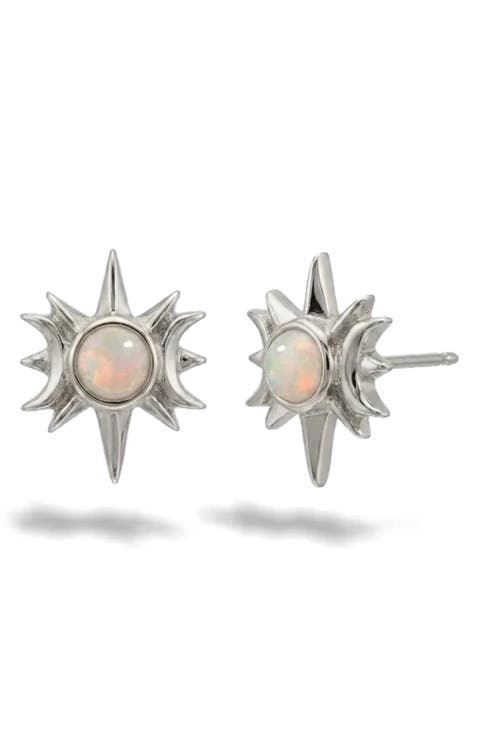 Opal Triple Moon Stud Earrings