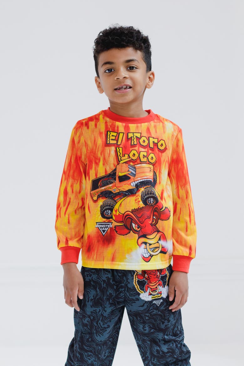 2-piece Long Sleeve Pajama Set (toddler, Little Kid & Big Kid), Alternate, color, El Toro Loco Orange