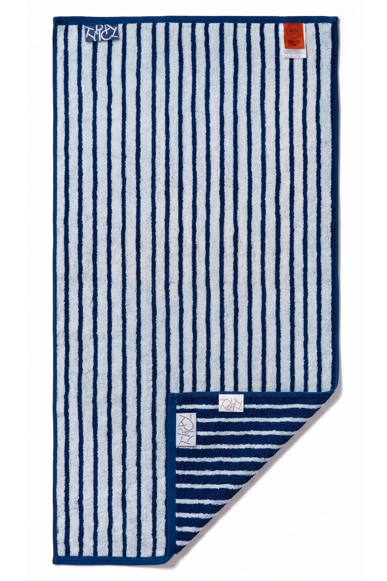 Striped Cotton Blend Bath Towel, Main, color, WORKSHOP WHITE/ STUDIO NAVY