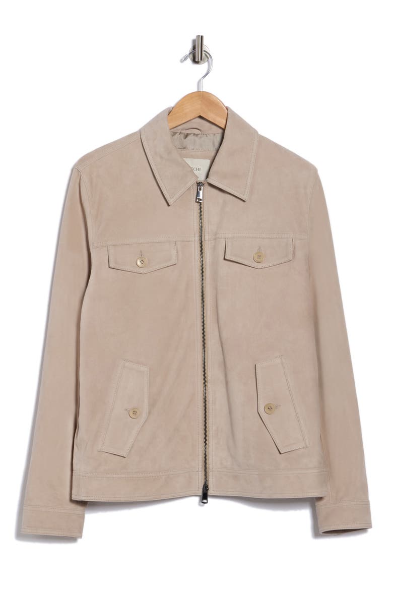 Suede Trucker Jacket, Alternate, color, SAND