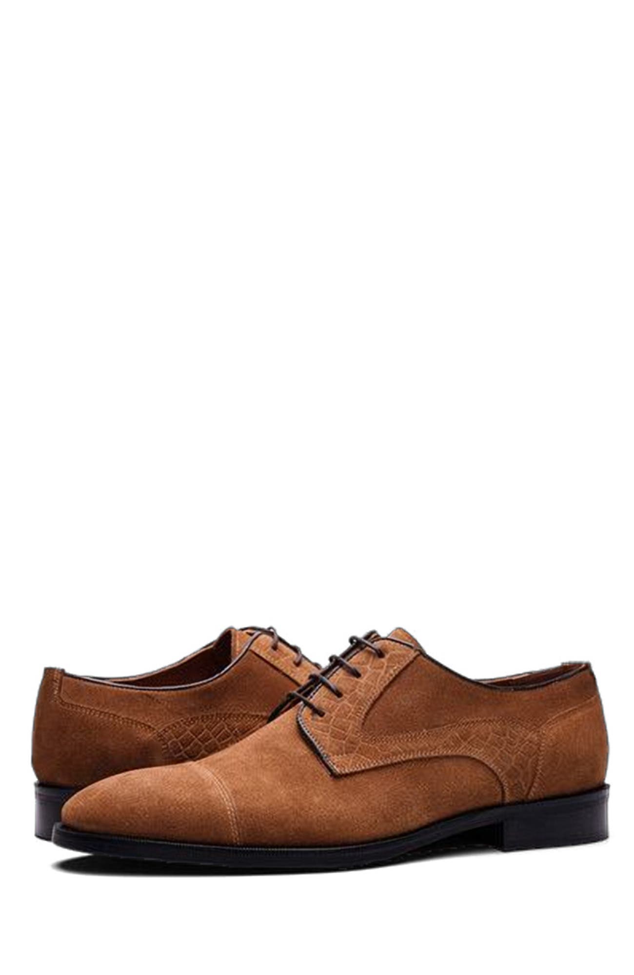 CARLOS SANTANA Havens Cap-toe Derby, Alternate, color, Tabacco Brown Suede