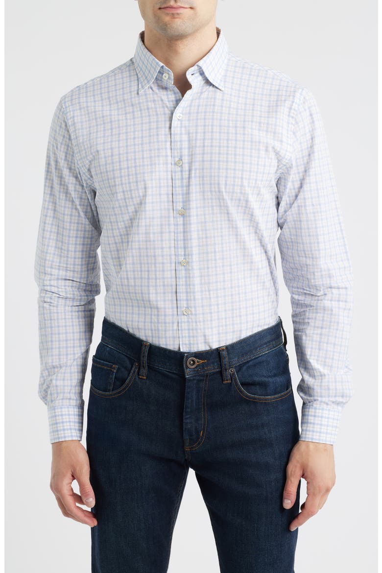 Trauber Plaid Button-Up Shirt, Main, color, MID BLUE