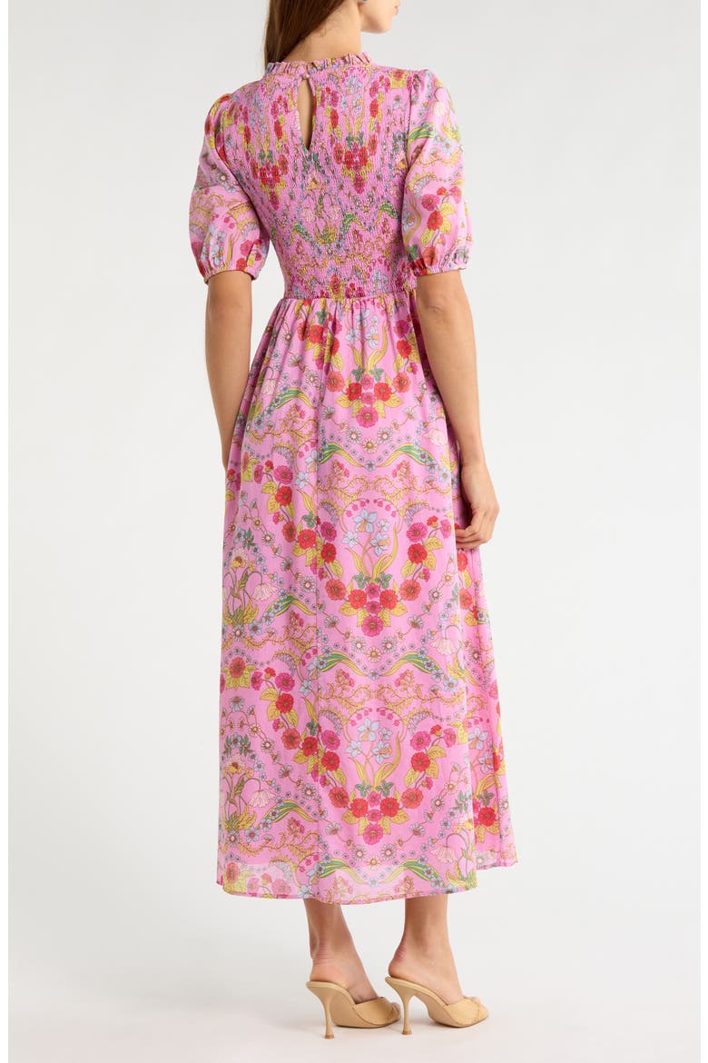 Ramsie Floral Smocked Maxi Dress, Alternate, color, CREAM-PINK-MULTI