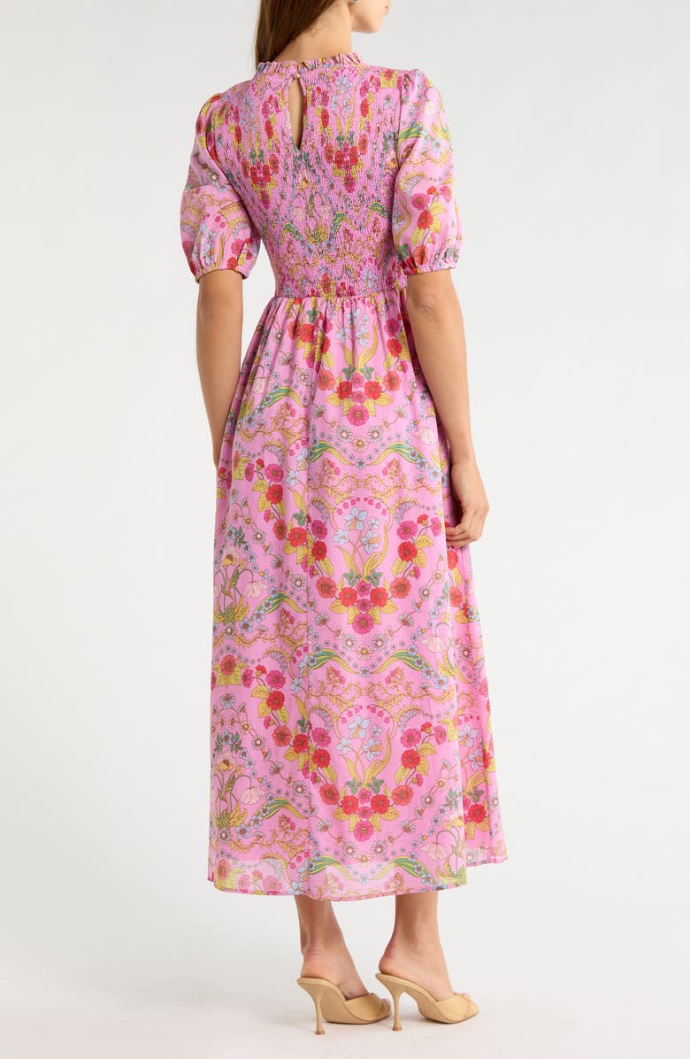 SUGARLIPS Ramsie Floral Smocked Maxi Dress, Alternate, color, Cream-Pink-Multi