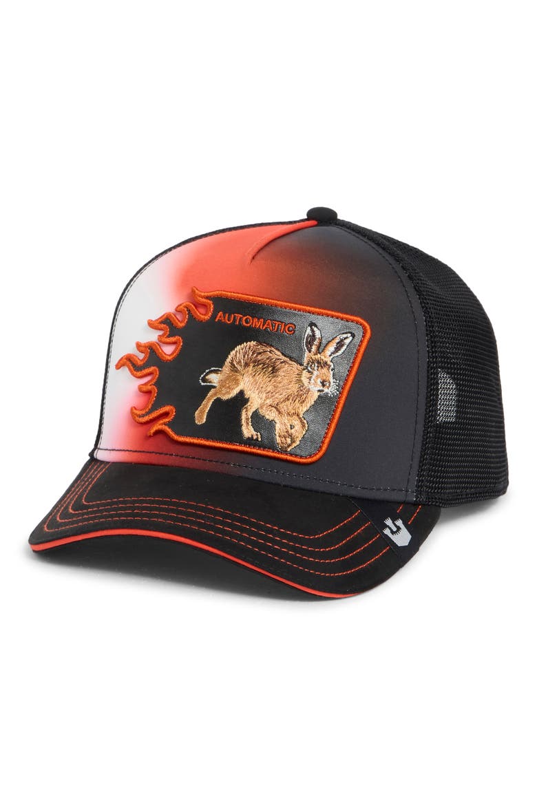 Jack Rabbit Patch Trucker Hat, Main, color, ORANGE