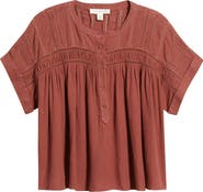 Treasure & Bond Pintuck Linen Blend Popover Top