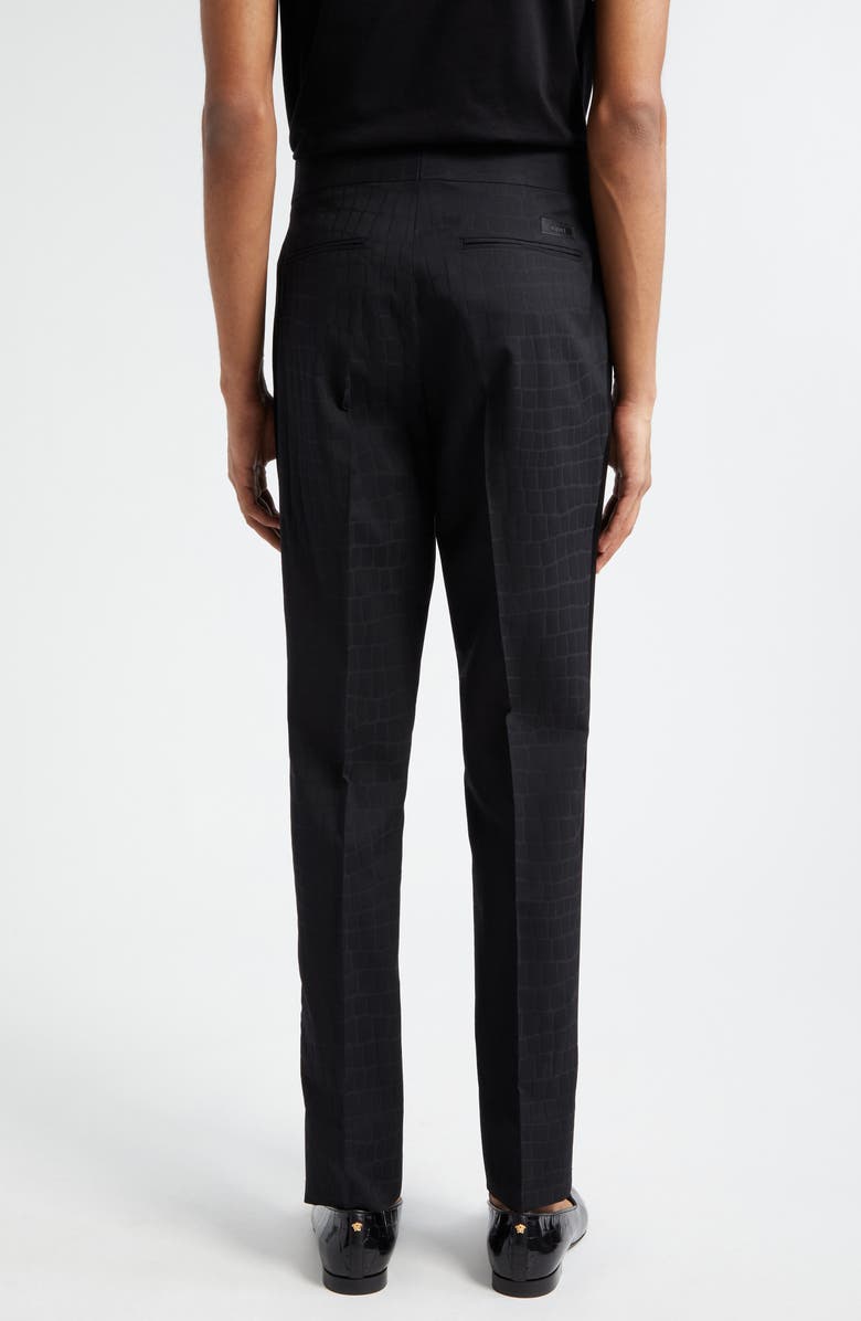 Versace Crocodile Jacquard Straight Leg Virgin Wool Tuxedo Pants, Alternate, color,