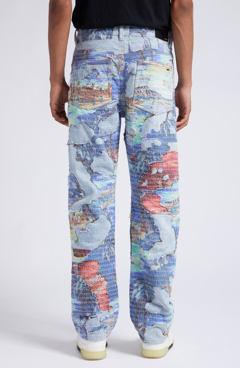 AMIRI Aloha Print Boro Straight Leg Jeans, Alternate, color, 