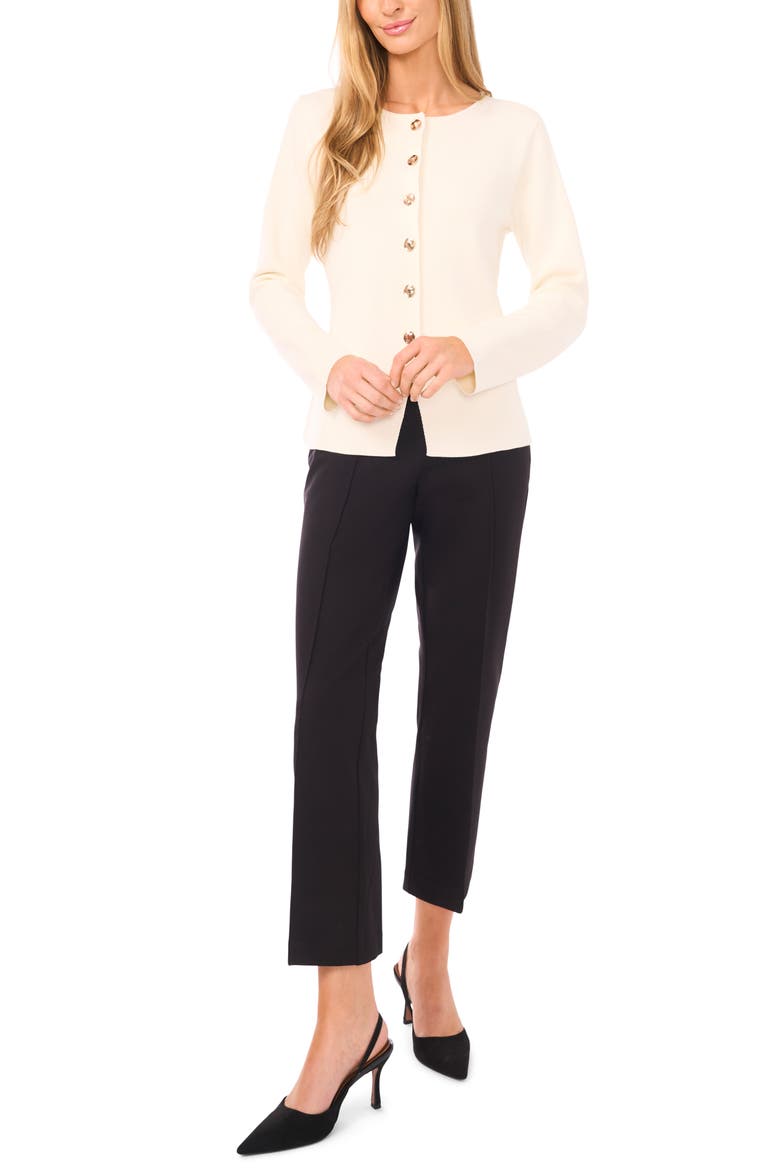 Collarless Cardigan, Alternate, color, VANILLA ICE