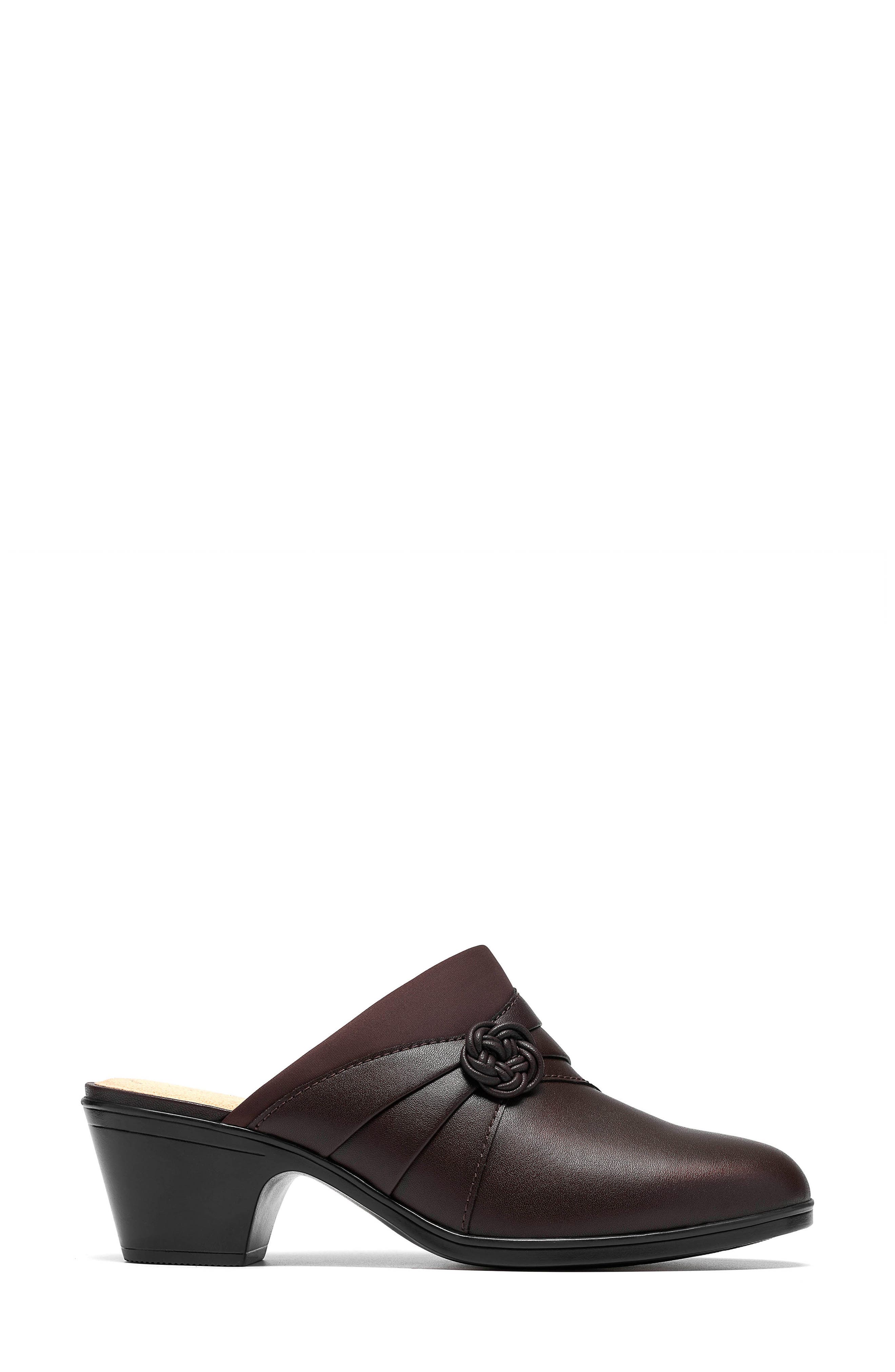 Emily 2 Eliza Leather Heeled Mule, Alternate, color, DARK BROWN LEA
